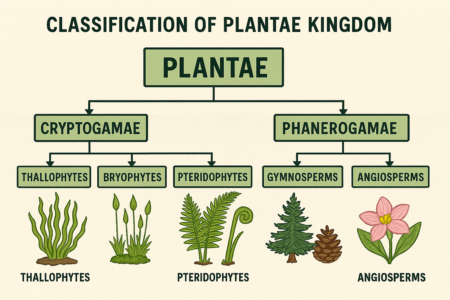 Classification of Kingdom Plantae (Metaphyta)